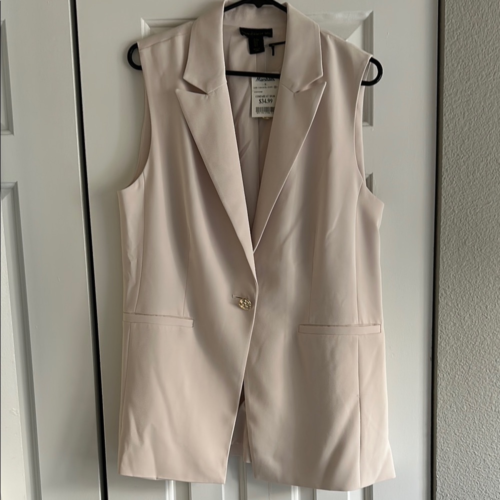 Women's Cream Sleeveless Blazer Vest